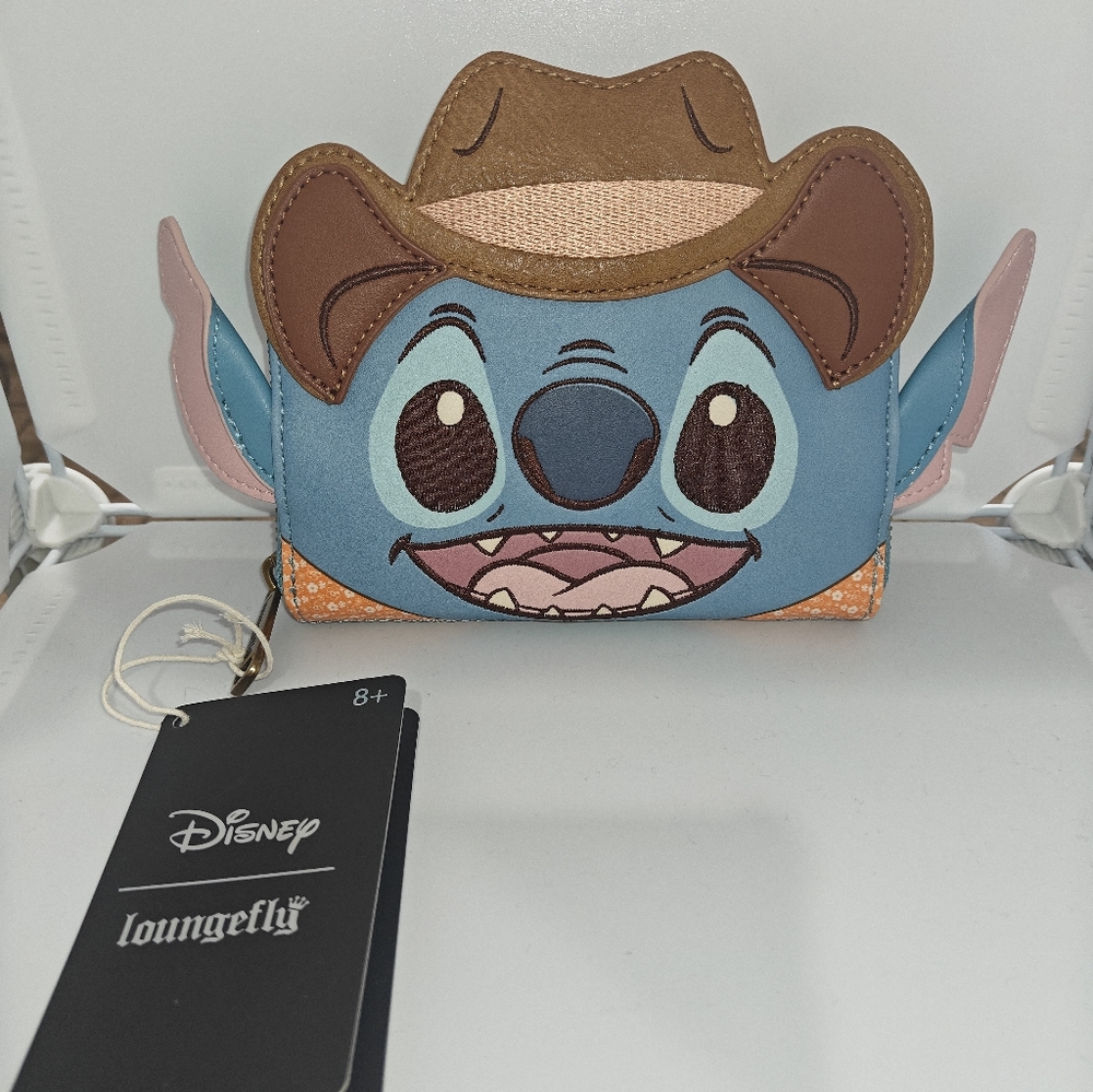 Loungefly Stitch Cowboy Wallet - Blue and Brown